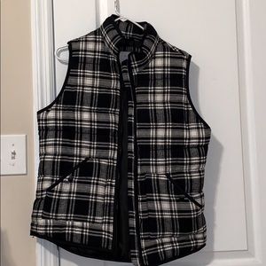 Plaid black and white vest